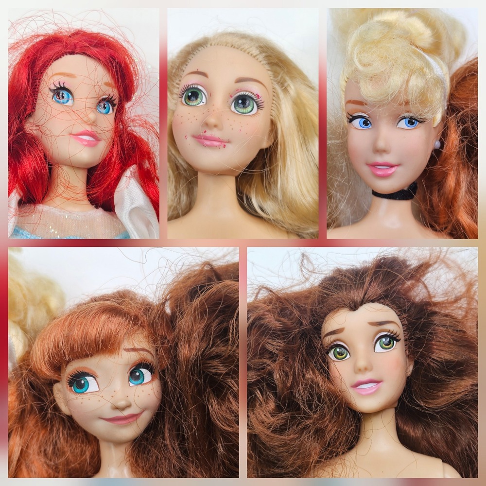 Disney Princess Doll Lot Kids 11.5in Multicolor Ariel Rapunzel Anna Belle Lot 5